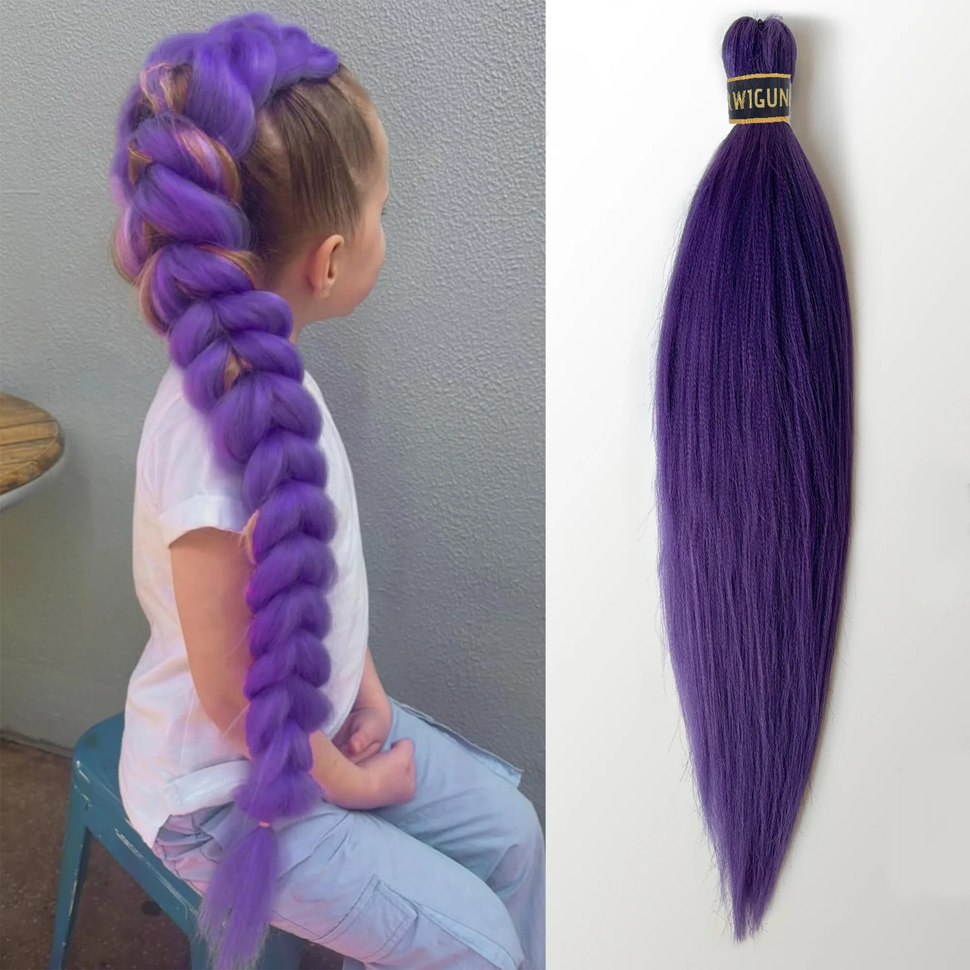 Lange lila geflochtene Perücken für Frauen/Kinder, lange geflochtene Pferdeschwanz-Kostümperücken für Cosplay, Perücke für Halloween-Party, Kostüm, Anime – Detail 17