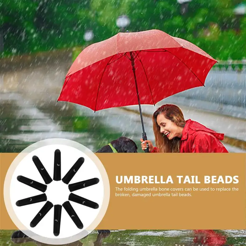 10pcs Foldable Umbrella Tail Beads Replacement Umbrella Tail Beads Metal Umbrella Bone Covers Sun Umbrella Tail Drops Parts