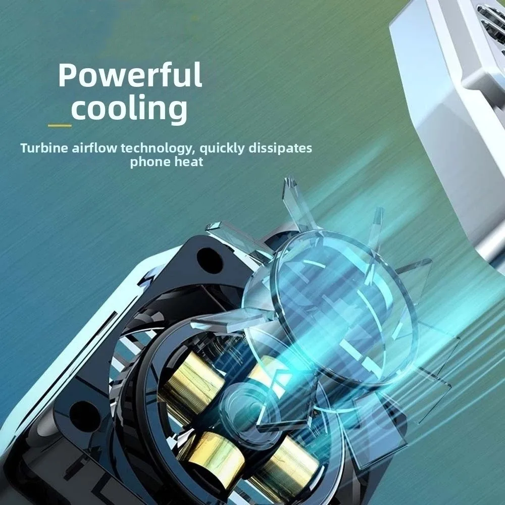 블루 라이트 휴대폰 쿨러, 공기 냉각식 충전식 휴대용 게임용 방열판, 백 클립 무소음 9팬 라디에이터