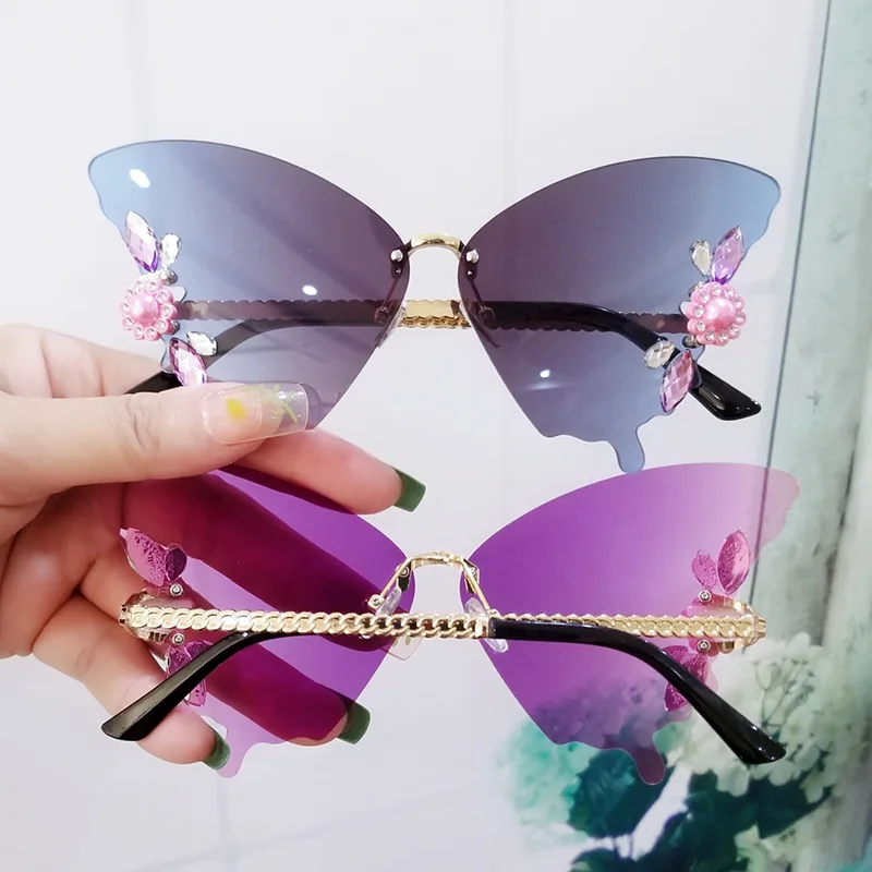 

New Borderless Butterfly Form Sunglasses Women's Brand Designer Fashion Sun Glasses Women's Outdoor Travel Eyewear UV400