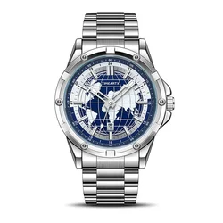 TIMEARTX Men's Stylish Map Dial Watch with Auto Date & Luminous Function (HH - TA - 5130 - S2)