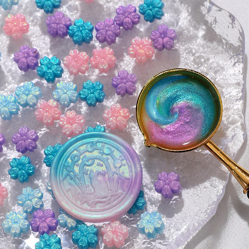 Mixed Color Glitter Sakura Wax Seal Stamp Beads DIY Gift Envelope Wedding Invitation Ancient Seal Wax Stamp Making Tools 90PCS
