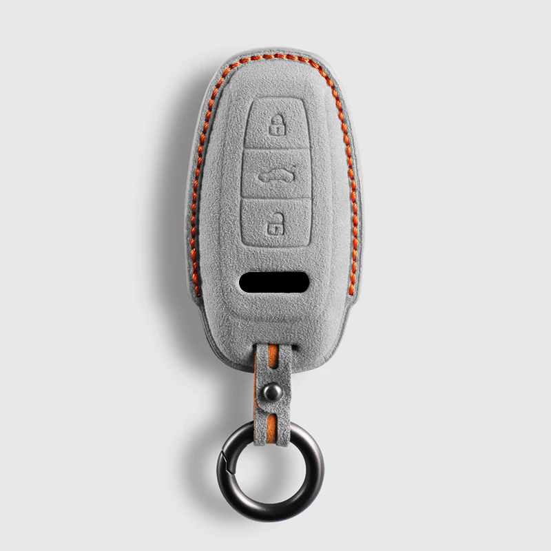 Alcantara Car Key Remote Case Cover Suede Shell Keychain For Audi Q8 RSQ8 A6 C8 S6 RS6 A7 S7 RS7 A3 8Y A8 D5 RS E-tron GT Q4 Q7 key case cover key case car key shell remote control case cover