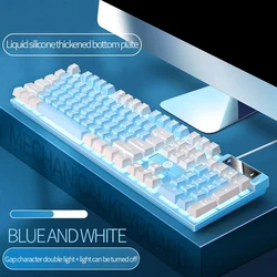 RGB Backlit Waterproof Wired Gaming Keyboard with Mechanical Feel (Blue 2)