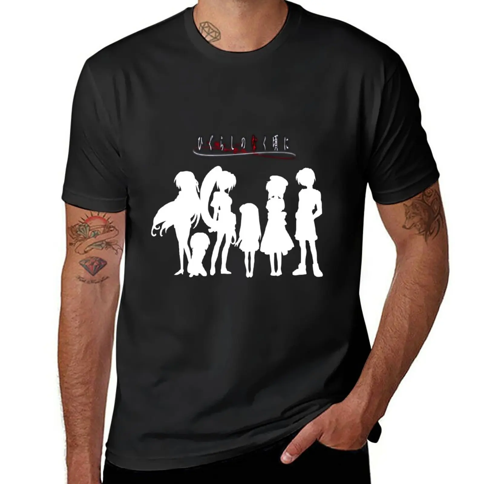 

Higurashi no Naku Koro ni (White Edition) T-Shirt customizeds summer top blacks Aesthetic clothing mens t shirt graphic