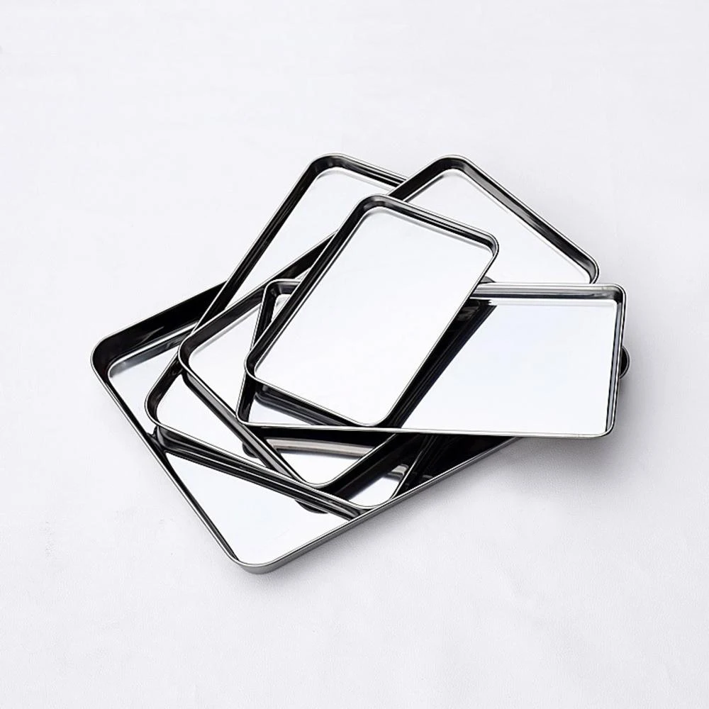Stainless Steel Steamed Sausage Dish Rectangle Fruit Plate Restaurant Hotel Bread Loaf Pans Cake Baking Pastry Storage Tray kitchen tray,storage tray,bamboo organizer tray
