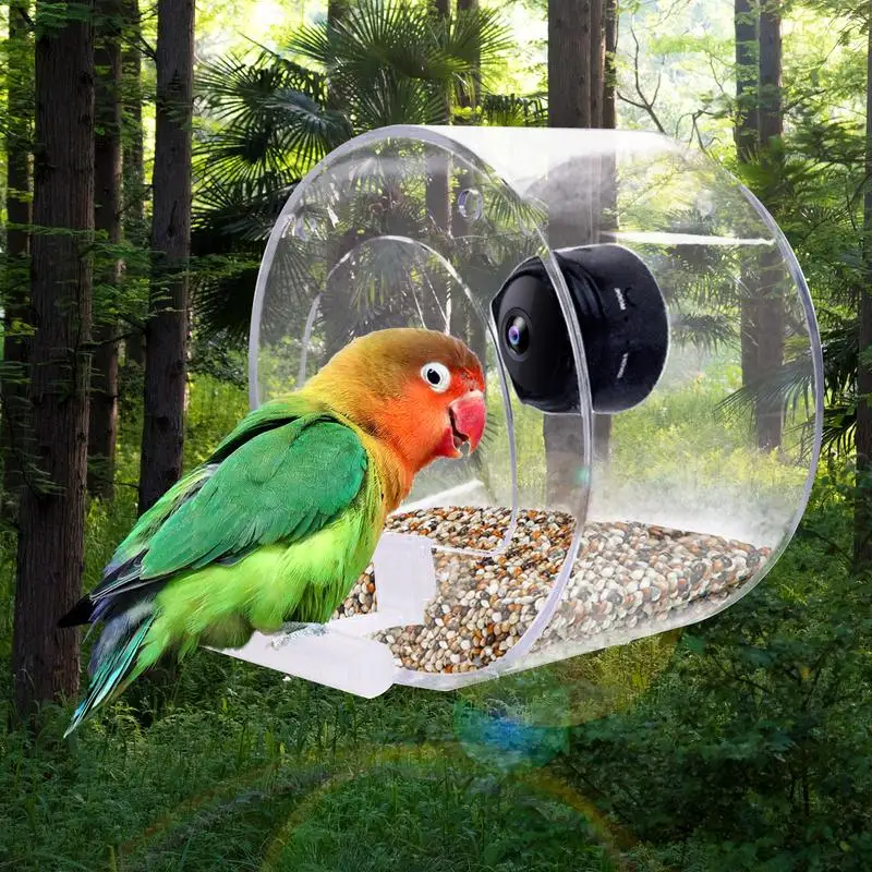 

Bird Feeder With 1080p Night Vision Camera Wireless Wifi Birds Feeding Container Patio Garden Hanging Parrots Feed Holder