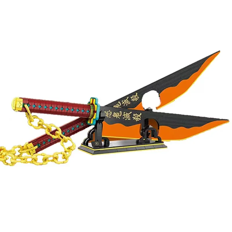 

Box Japanese Anime Uzui Tengen Demon Slayer Sword Model Building Blocks Cosplay Simulation Samurai Knife Weapon Bricks Boys Toys