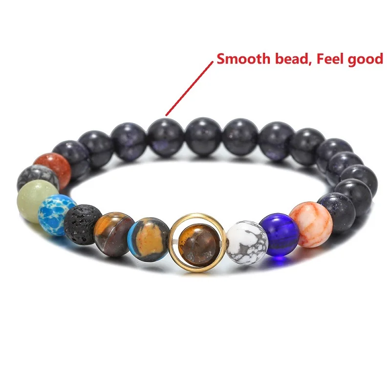 Creative Universe Solar System Bead Bracelet for Men Women Yoga Round Stone Crystal Couple Wristband Friendship Gift Jewelry