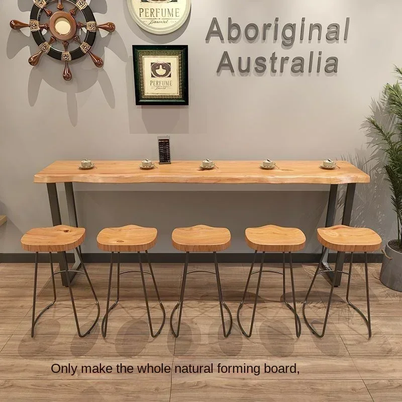 Bar Table Chair Combination Bar Table VIP6 Solid Wood Bar Long Bar Table Home High-foot Balcony Dessert Shop Table and Chair Leisure Combination