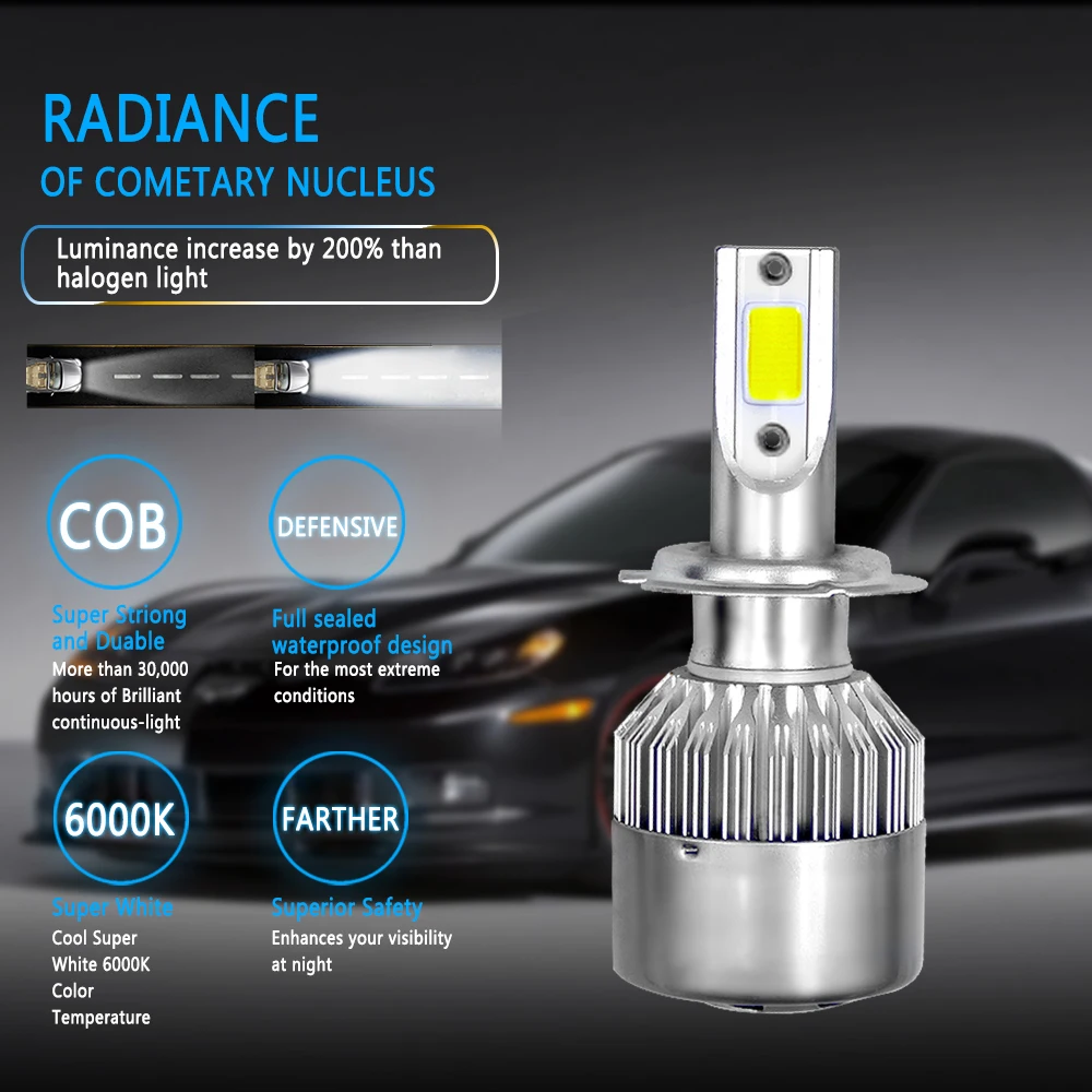 Led ڵ  6000K Ʈ, 12V ׼, H7 H11 ڵ ȯ ޺ ,  Ź 2005 2004 2003 2002 2001