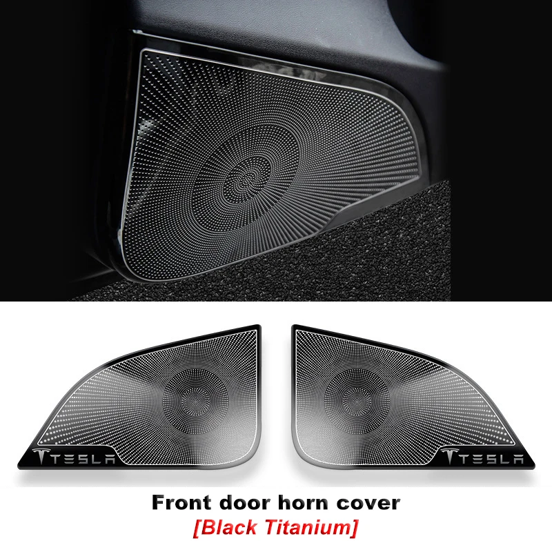 

For Tesla Model Y Front Triangle A Pillar Loudspeaker Front Rear Door Horn Stainless Steel Cover Trim Car Styling Accessories
