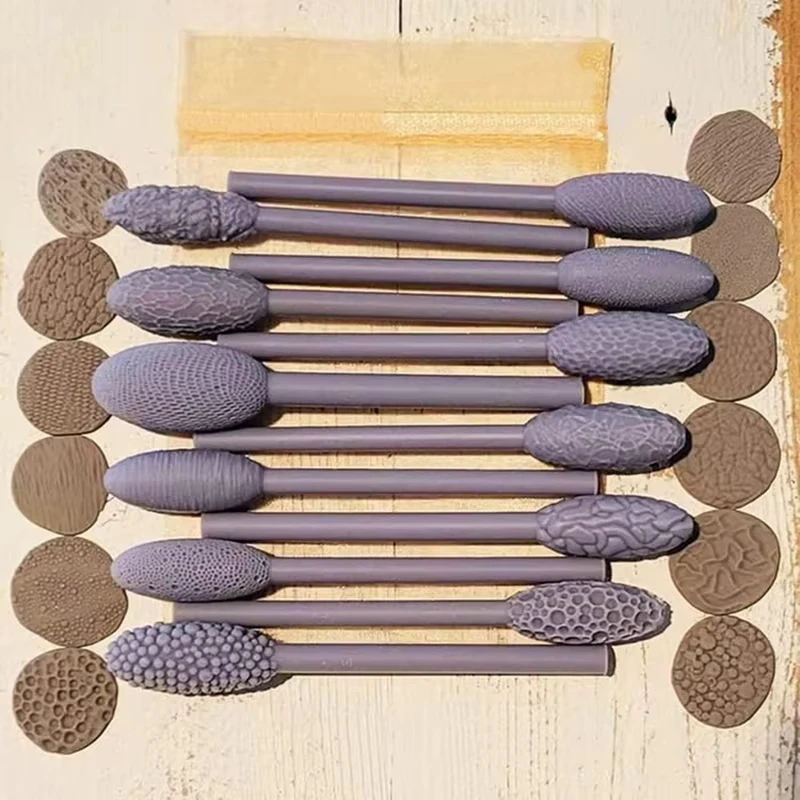 Polymer Clay Cutter Acrylic Clay Guides Rubber Scraper Tool 9 Piece Crafting Clay Diy Texture Tool Set Clay Art Texture Tool Set Embossed Latticework