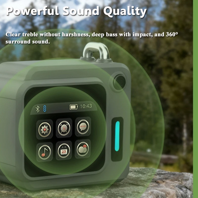 Mini Pocket Smart Bluetooth Speaker IPS Touch Screen Music Box Wireless MP3 Music Player Support Alarm Clock Timer TF Card Play