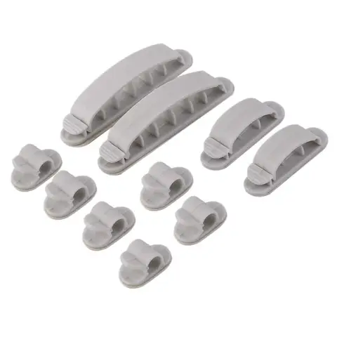 PCS Grey Plastic Wire Fixed Clip Self Adhesive Table Cable Cord Wire Winder Wrapper Clips Clear Up Clips Clamps Wholesale
