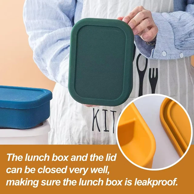 Boîte à lunch Bento réutilisable et résistante aux fuites Contenant en silicone rigide pour adultes et adolescents Contenant de préparation de repas sans BPA 3