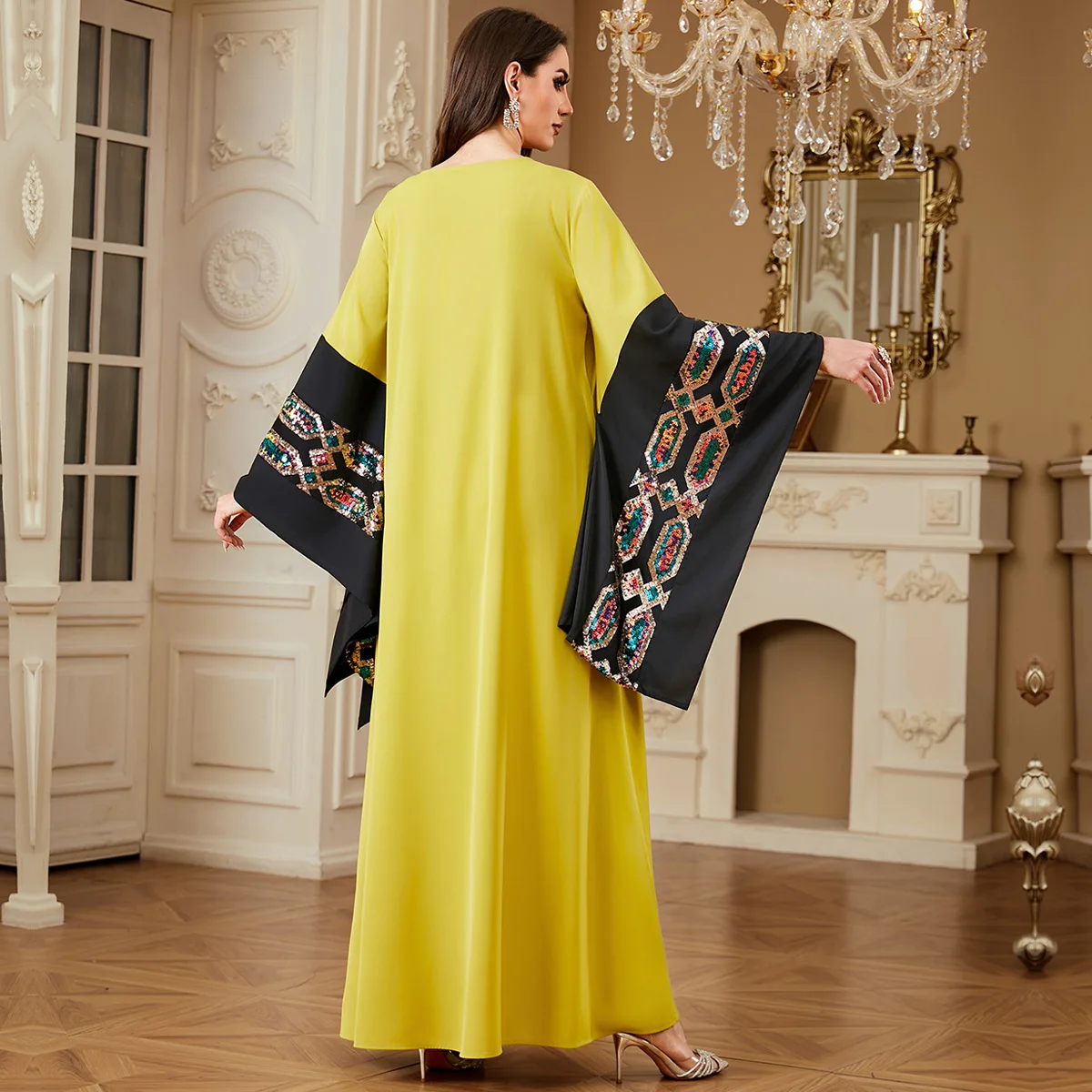 عيد مبارك المرأة المسلمة التطريز الترتر القوس فستا...