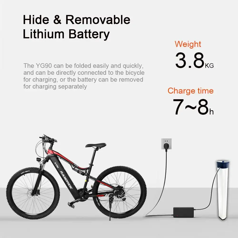 RANDRIDE YG90B Elektrofahrrad Reichweite bis zu 70-90KM 27,5'' CST-Reifen 120kg – Detail 5