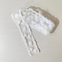 Floral Embroidery Wavy Lace Ribbon for Crafts and Sewing - 2 Yards (White)