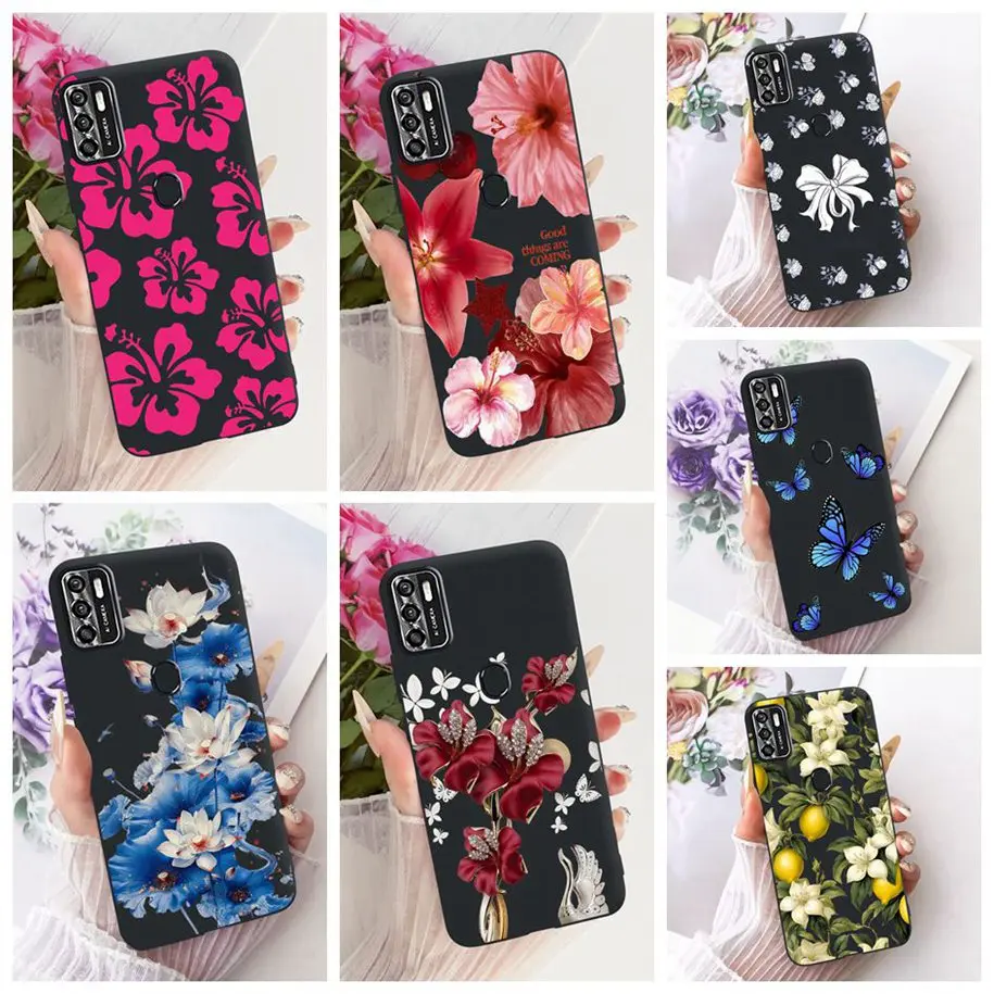 Floral Soft Black Silicone Bumper Phone Cover