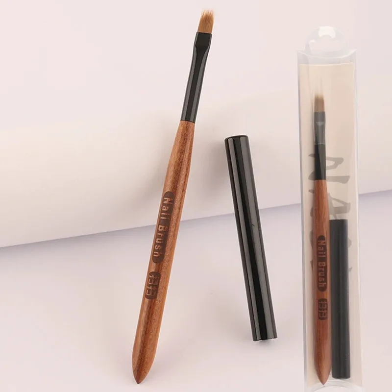 2Pcs Round Wood Handle Nail Ombre Brush Nail Art Painting Pen Brush UV Gel Polish Gradient Color  Acrylic Nail Drawing Pen 4