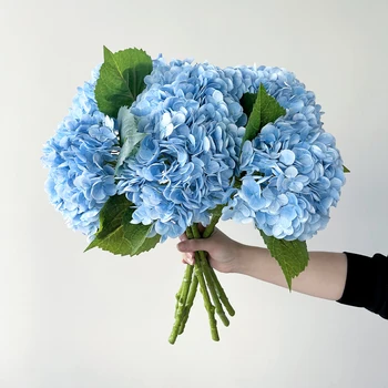 Blue Artificial Hydrangea Flowers Real Touch Artificial Hydrangea Branches Decoration Wedding Bouquet Flower Arrangement 1