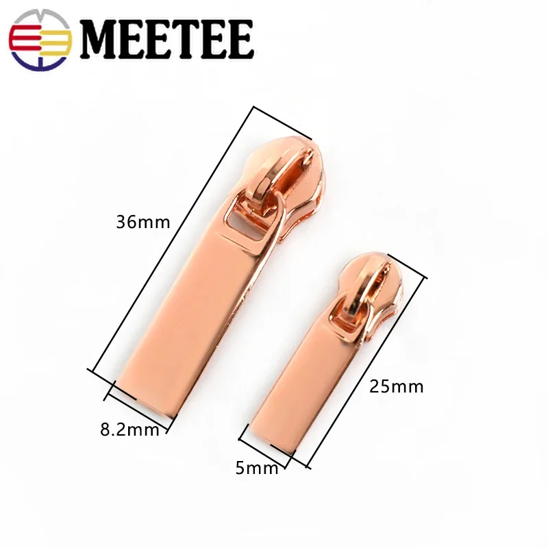 10Meter 3# 5# Nylon Zipper Tape with RoseGold Zips Puller Slider Decor Zippers Bag Clothes Coat Closure Zip DIY Sewing Accessory