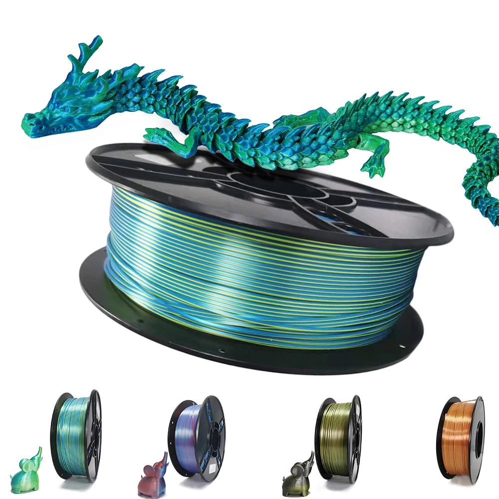 Filamento Duplo do Pla da Cor para o Material de Impressão 3d do Dois-tom da Impressora 3d 1.75 mm Magia Dois Filamentos de Seda de Duotone da Sublimação das Cores - Imagem 6