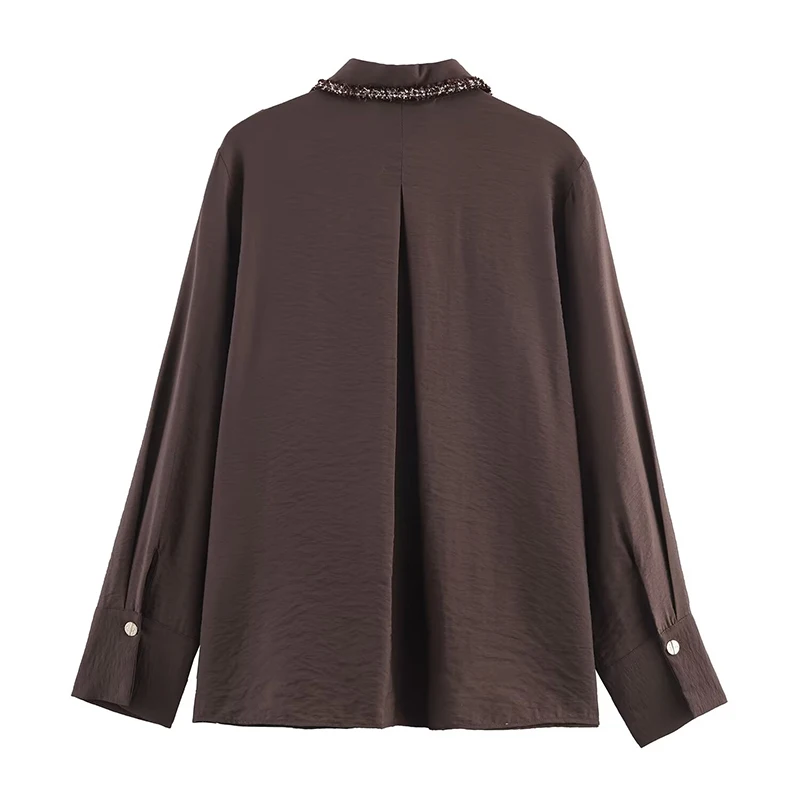 Fashion Decorative Edge Texture Shirts for Women 2025 New Long Sleeve Women's Casual Simple Style Woman Shirt And Blouse Tops