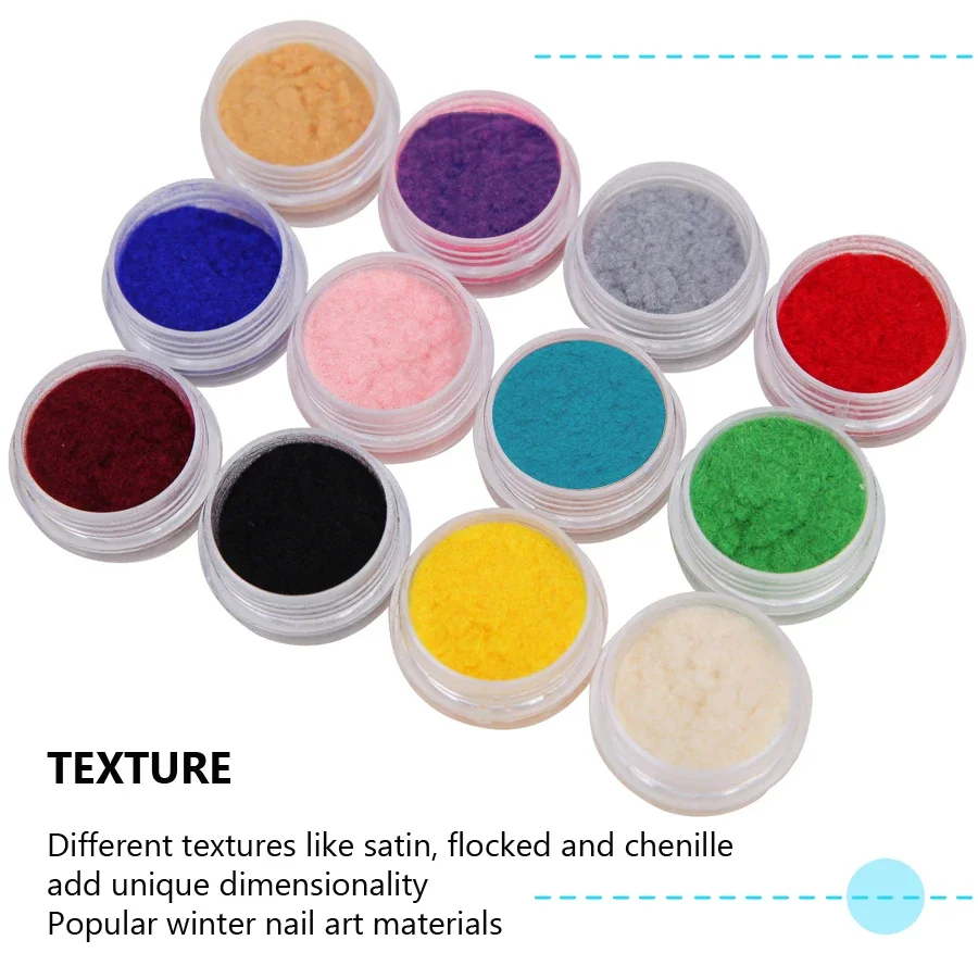 Nail Art Velvet Pigment Flocking Powder 12 Colors For Creative Nail Tips DIY Decoration Winter Nails