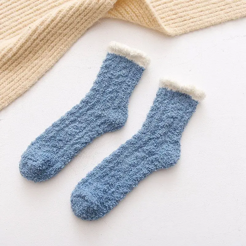 10 Pairs of Winter Cotton Socks Autumn and Winter Warm Floor Socks Padded Thickened Cotton Socks Fluffy Plush Mid-calf Socks 5