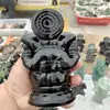 Natural Black Obsidian Elephant Quartz Crystal Carved Gemstones Ganesha Healing Reiki Home Decoration 1pcs 5