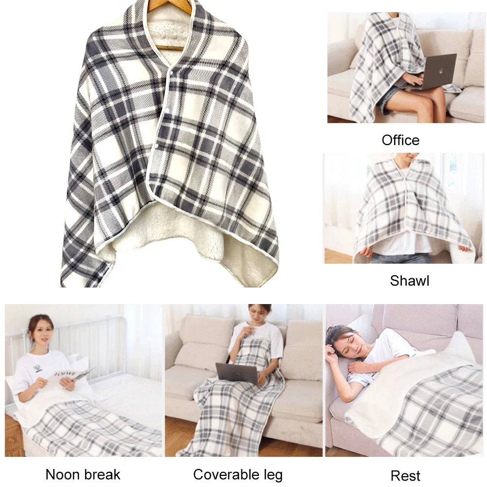 Description Picture 6 of itemWarm Shawl Heating Blanket 3 Heat Settings Electric Warm Shawl Multifunctional Soft Cold Protection Home Office Back Knee Warmer