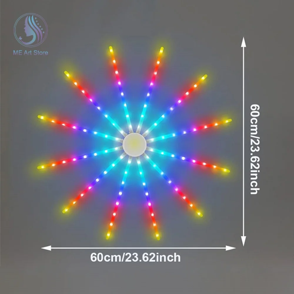 RGB LED Firework Lights Dream Meteor Lamp DIY Wall Backlight Smart Controller for Wedding Home Party Outdoor Holiday Decor