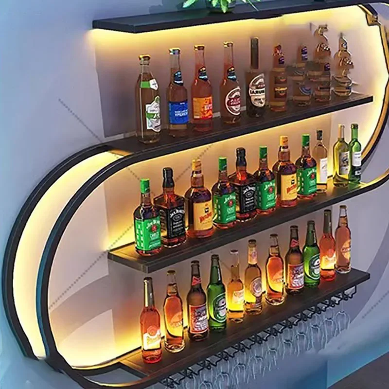 Modern Commercial Wine Cabinets Industrial Wall Mounted Display Small Wine Racks Storage Sets Adega Barzinho Home Decoration