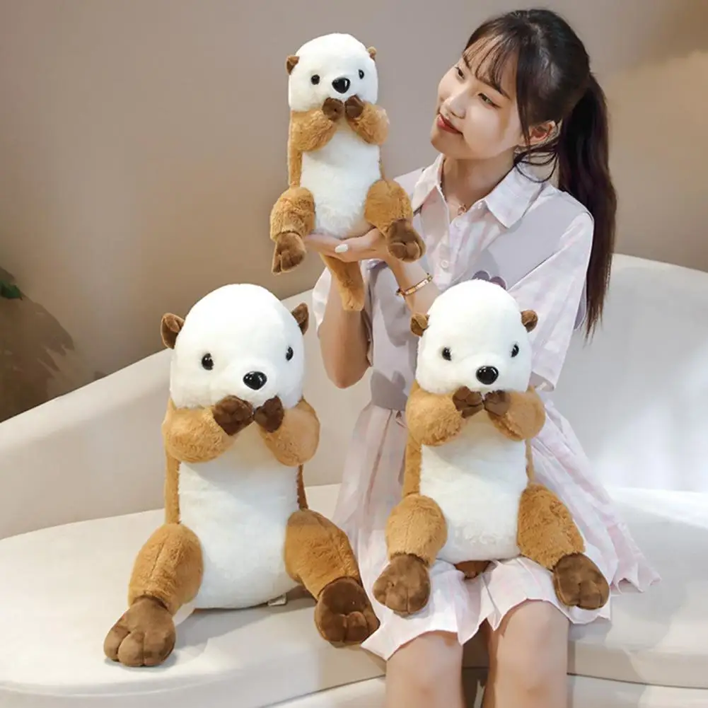 

Plush Otter Toy Adorable Standing Otter Plushie Doll Soft Fuzzy Pp Cotton Filled Stuffed Toy for Kids Home Decoration Birthday