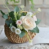 1PC Charming Handmade Willow Rattan Flower Basket Versatile Half Moon Storage Basket With Handle For Wedding Home Decor 3