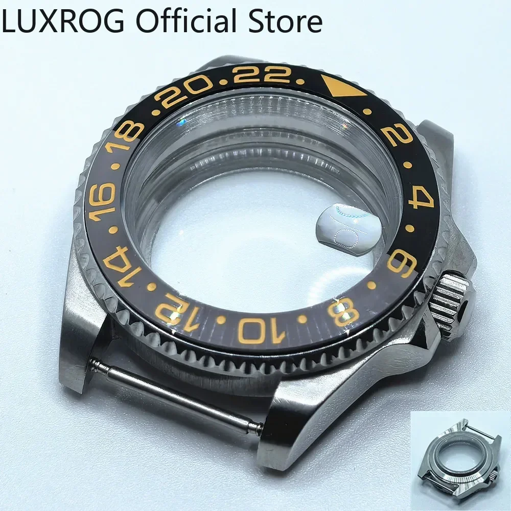 Stainless Steel 40MM Black Blue Ceramic Insert Watch Case