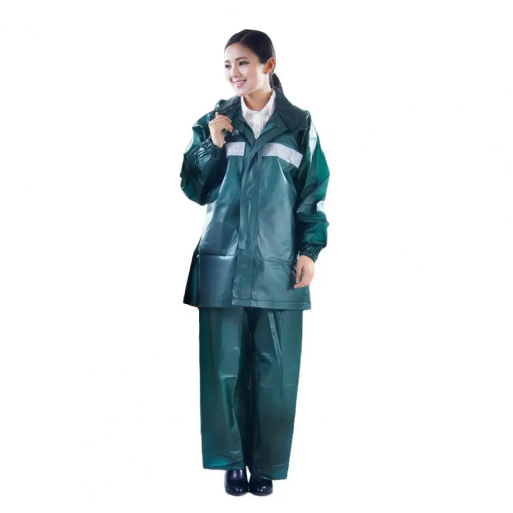 Adults Rain Suit Waterproof Breathable Reflective Strip Outdoor Rain Jacket Trouser Men Women Hooded Rainwear Gear