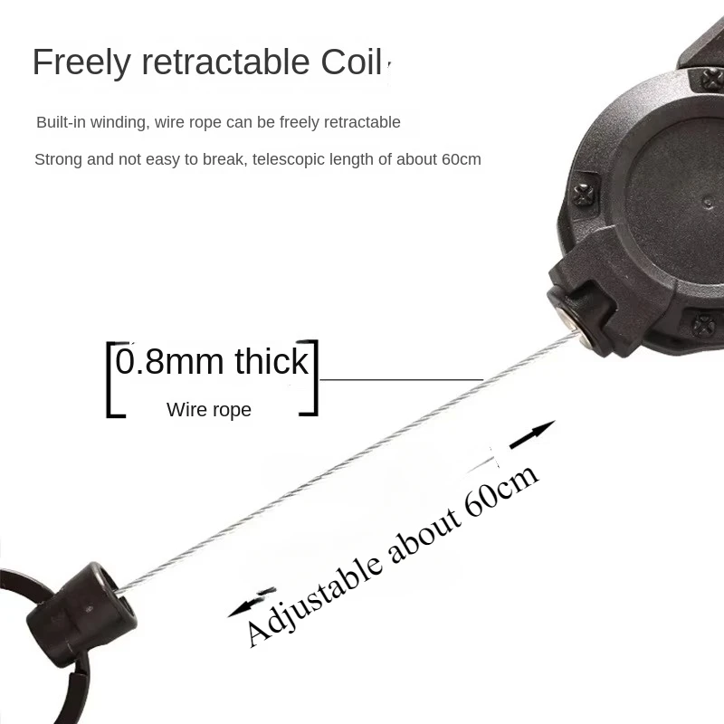 Outdoor Automatic Retractable Wire Rope Reel Retractable Key Chain Steel Cable Key Ring Keychain Tool
