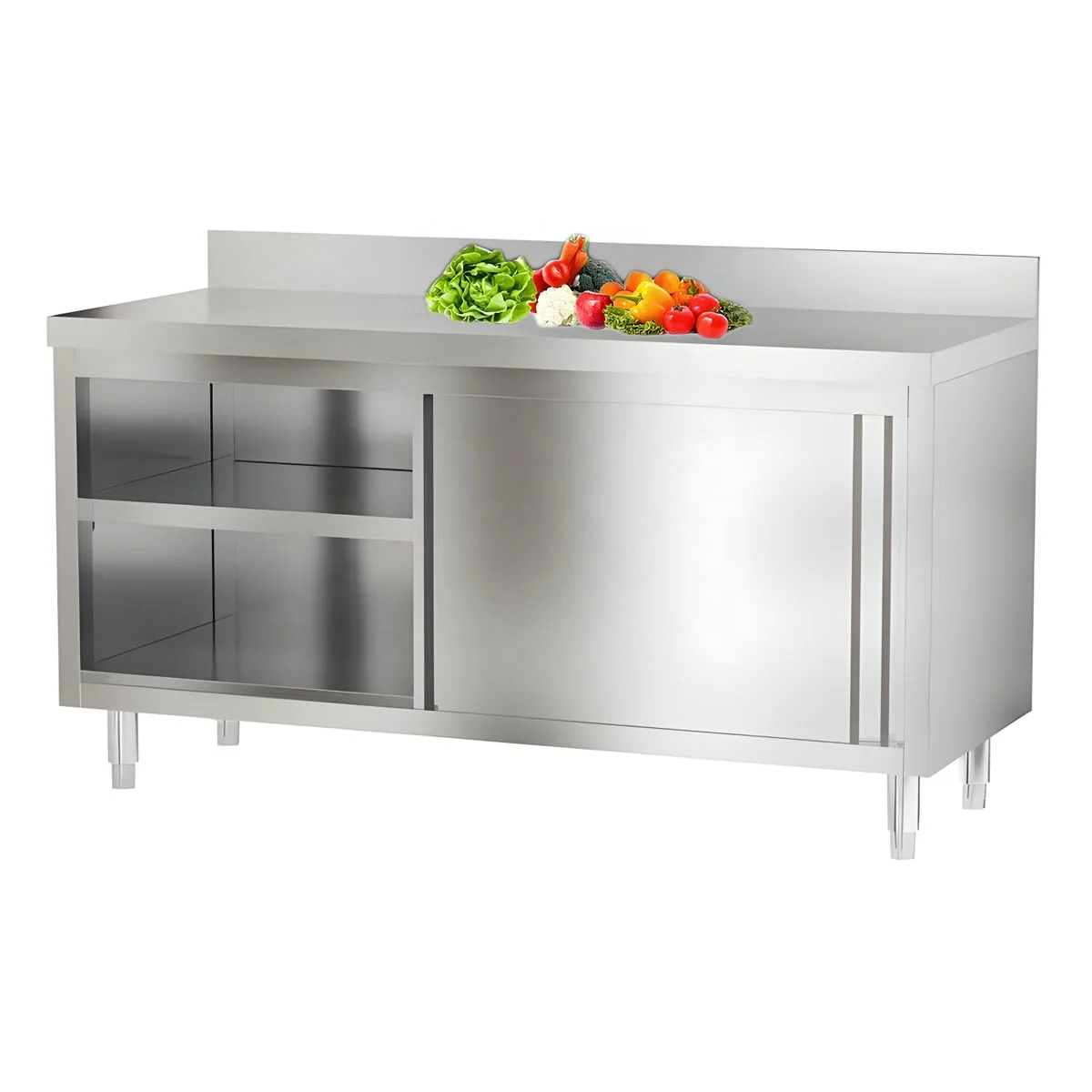 Manufacturer China Outdoor Kitchen Furniture 304 Stainless Steel Kitchen Cabinets With Storage Rack