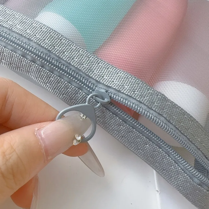 Makeup Mesh Storage Bag Simple Toiletries Receiving Pouch Translucent Light Cosmetic Bags Travel Portable Small Items Package