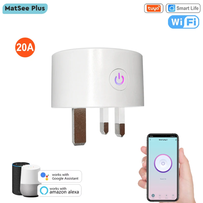 ปลั๊กไฟอัจฉริยะ Tuya Smart Life แบบ UK รองรับ WiFi 20A ควบคุมการใช้พลังงานผ่านแอป ตั้งเวลาเปิด-ปิด ควบคุมระยะไกล ใช้งานร่วมกับ Google Home และ Alexa 1