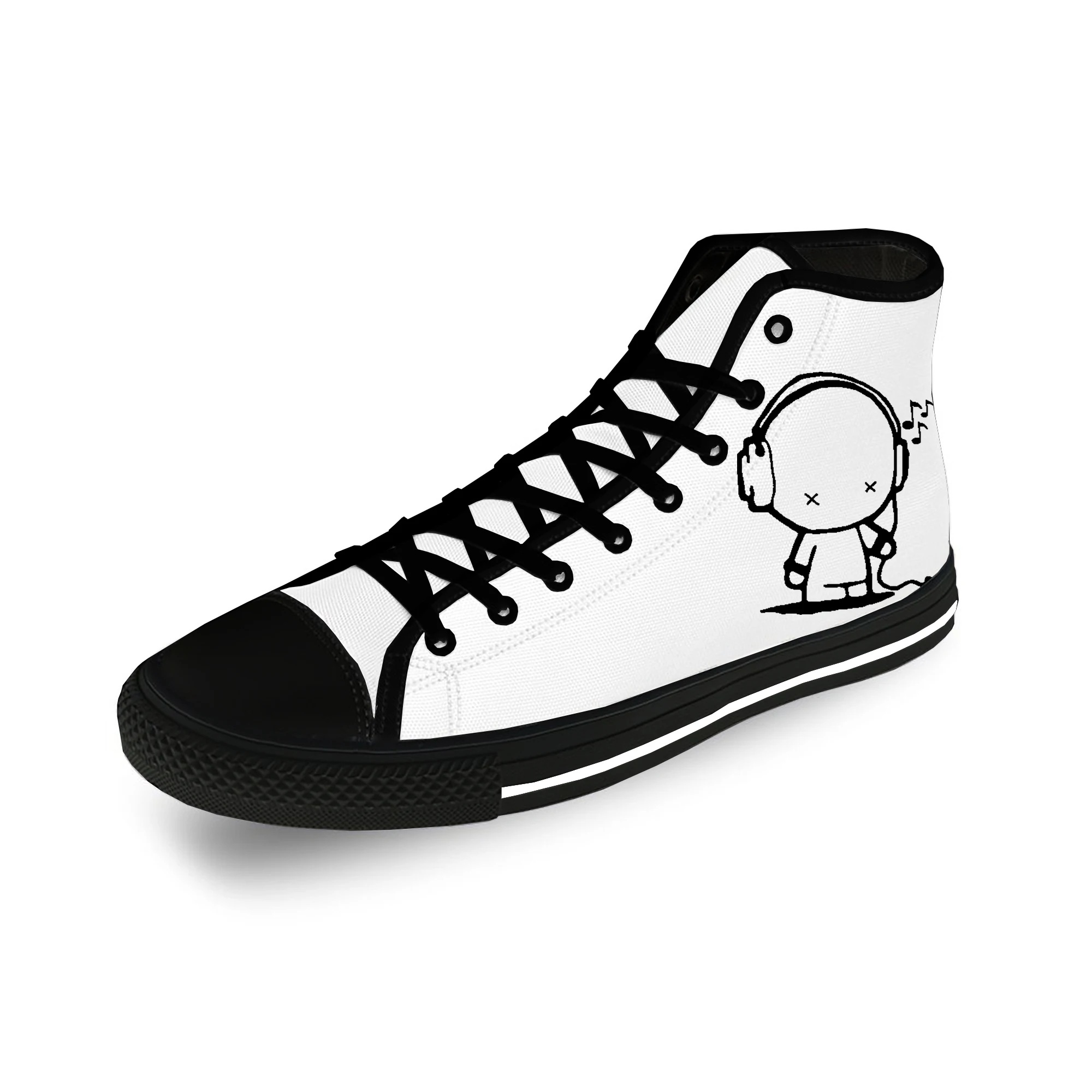 

Headset Cartoon Music Rock Cool Casual Cloth Fashion 3D Print High Top Canvas Shoes Men Women Lightweight Breathable Sneakers