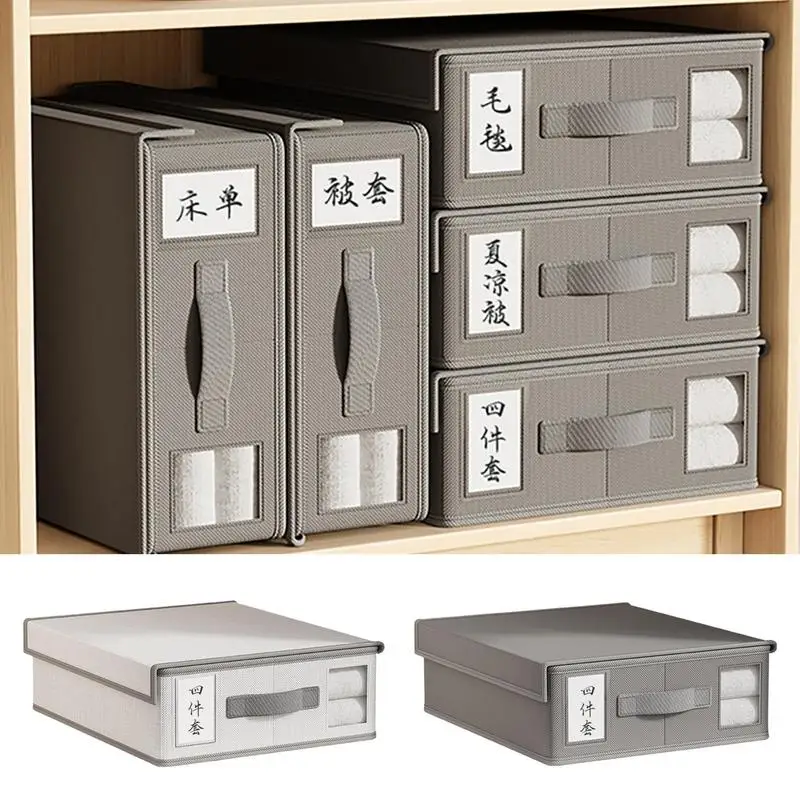 Scatole Organizer Per Lenzuola TAHAVICE – 8 Pezzi, Pieghevoli, Con Finestra In PVC E Etichetta, Tessuto Non Tessuto Traspirante, Per Biancheria Da Letto, Copripiumini, Federe, Nero