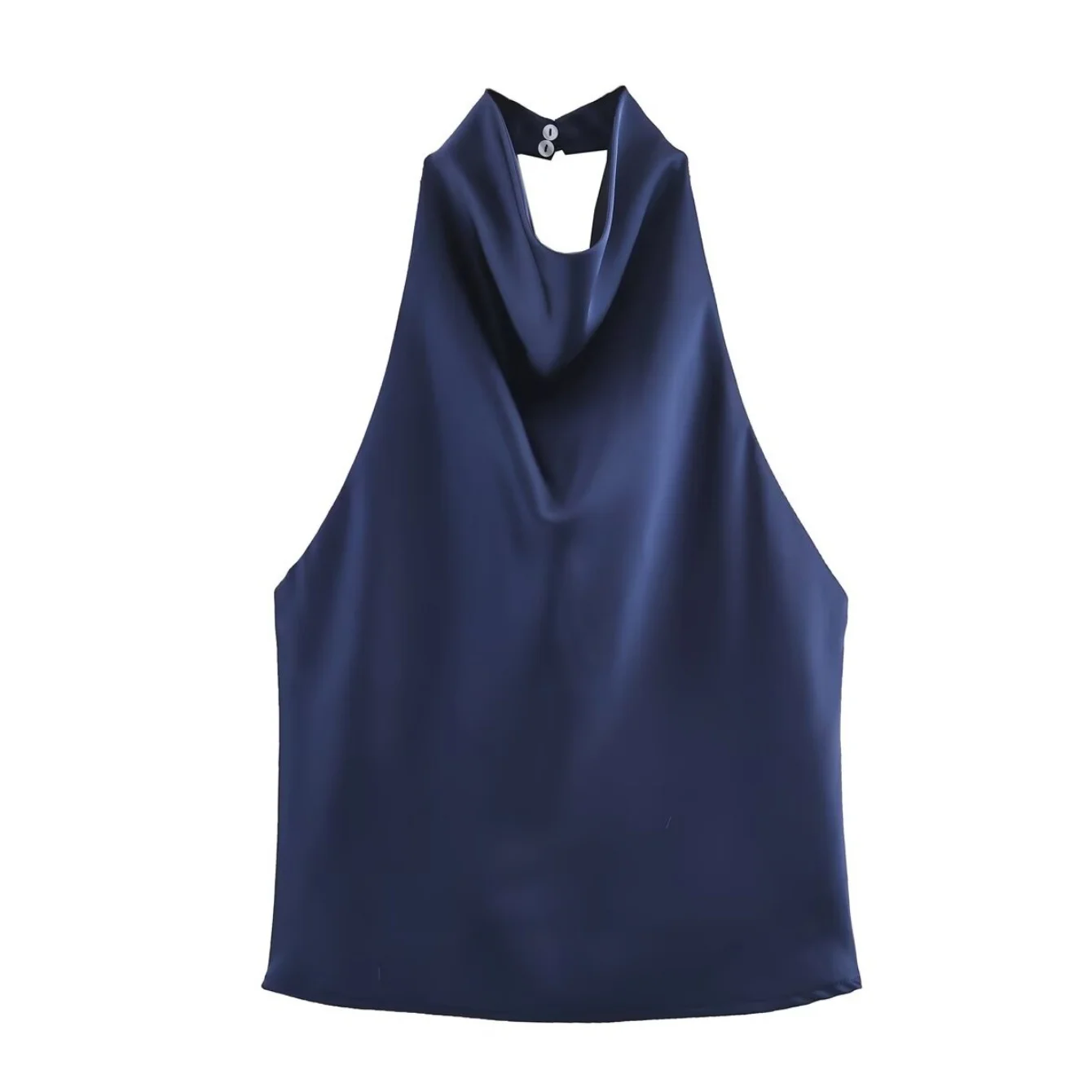 Women Satin Halter Tops Spring Summer Female Backless Hanging Neck Collar Top Vest Coffee Black Lady Elegant Sexy Party Top