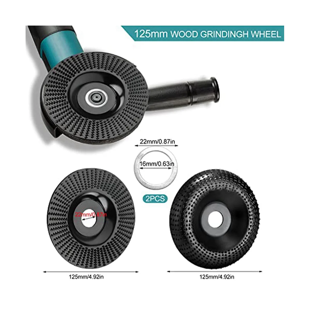 

2 Pack Wood Grinding Wheel for Angle Grinder 125mm Wooden Carvings Wood Milling Cutter of the Milling Disk