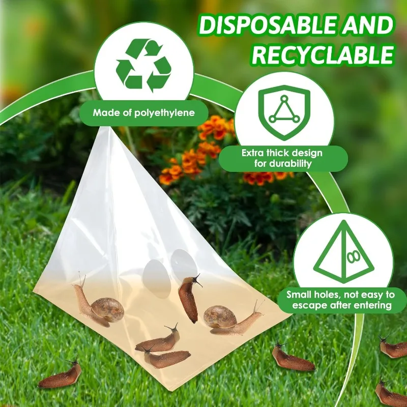 Effective and Transparent Pest Management, with the 20pcs per pack Snail Slug Trap Bag for Your Garden Vegetable Plot