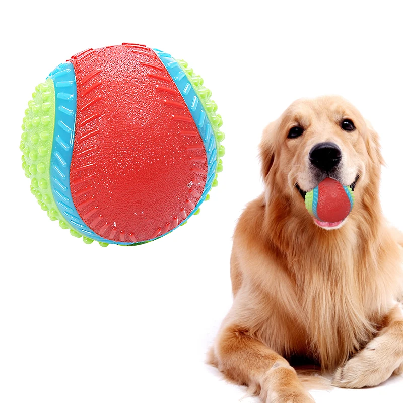 Ethical Pet Spot Sensory Ball 2.5 inch Colorful Rubber Squeaker Toy for Dogs