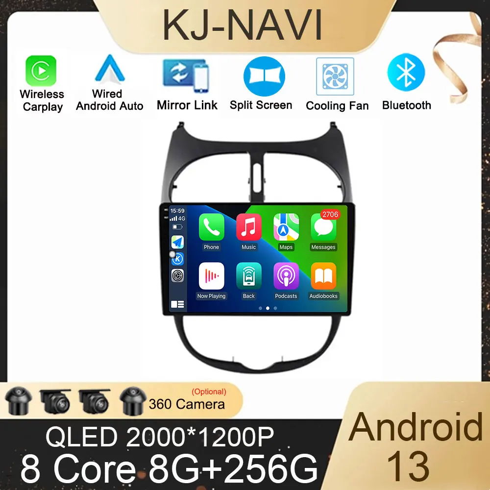 

Wireless CarPlay For Peugeot 206 206CC 206SW 2001 - 2008 Android Auto Radio Car Radio Multimedia Player GPS 2din autoradio